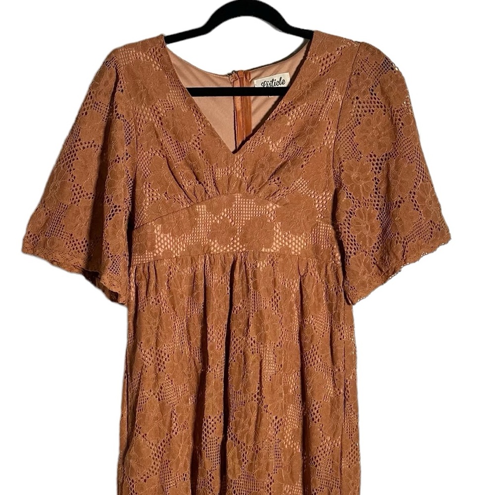 Orange floral midi dress